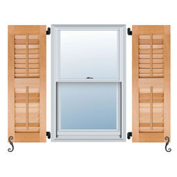 Noralco Industries, Inc. - AWL801 - Architectural Collection Real Wood Two Equal Louver w/Faux Tilt Rod Shutters (Per Pair)