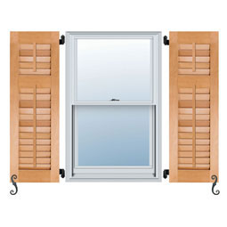 Noralco Industries, Inc. - AWL901 - Architectural Collection Real Wood Offset Louver w/Faux Tilt Rod Shutters (Per Pair)