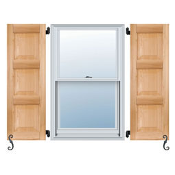 Noralco Industries, Inc. - AWP401 - Architectural Collection Real Wood Three Equal Panel Raised Panel Shutters (Per Pair)