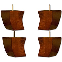 Osborne Wood Products, Inc. - OS4CL45X4RW - 4 1/2"H x 4"W Couch Legs with bolt with Light Cherry Finish, Rubberwood (Set of 4)