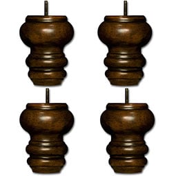 Osborne Wood Products, Inc. - OS4SL6X425RW - 6"H x 4 1/4"W Sofa Legs with bolt with Dark Walnut Finish, Rubberwood (Set of 4)