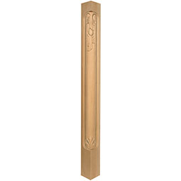 Osborne Wood Products, Inc. - OSCPCL345X275RW - 34 1/2"H x 2 3/4"W Carved Leaf Corner Post, Rubberwood