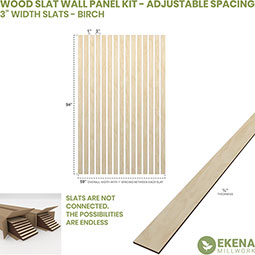Ekena Millwork - SWW - Traditional Adjustable Wood, PVC, & Acrylic Slat Wall Panel Kit