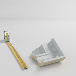 Ekena Millwork - MIC03X03DE - Endurathane Inside Corner Moulding, 3 3/8"P x 3 3/8"H (matches moulding MLD03X03X04DE), Factory Primed