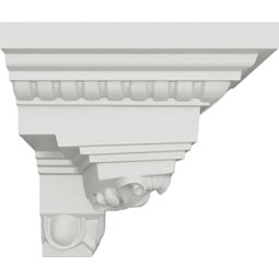 Ekena Millwork - MOC03X03AT - Endurathane Outside Corner for Attica Crown Moulding (matches moulding MLD03X03X05AT), 3 5/8"P x 3 7/8"H, Factory Primed