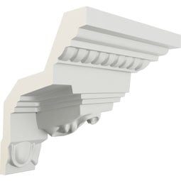 Ekena Millwork - MOC03X03AT - Endurathane Outside Corner for Attica Crown Moulding (matches moulding MLD03X03X05AT), 3 5/8"P x 3 7/8"H, Factory Primed