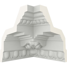 Ekena Millwork - MIC03X03AT - Endurathane Inside Corner for Attica Crown Moulding, 3 5/8"P x 3 7/8"H (matches moulding MLD03X03X05AT), Factory Primed