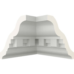Ekena Millwork - MIC02X02DE - Endurathane Inside Corner for Dentil Crown Moulding, 2 3/4"P x 2 3/4"H (matches moulding MLD02X02X03DE), Factory Primed