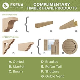 Ekena Millwork - RFTURBLK - Timberthane Rough Cedar Faux Wood Block Rafter Tail, Primed Tan