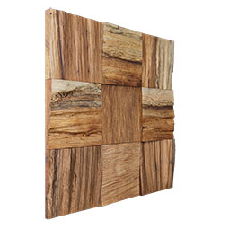 Ekena Millwork - WPW12X12RCMEME - TideCraft Ranchero Wood Mosaic Wall Tile, 11 7/8"W x 11 7/8"H x 1/2"P, Old Boat Wood