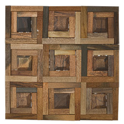 Ekena Millwork - WPW12X12WGMEOL - TideCraft Wedge Wood Mosaic Wall Tile, 11 7/8"W x 11 7/8"H x 1/2"P, Old Boat Wood