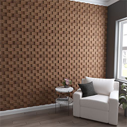 Ekena Millwork - WPW12X12RSMEPI - TideCraft Raised Wood Mosaic Wall Tile, 11 7/8"W x 11 7/8"H x 1/2"P, Pine