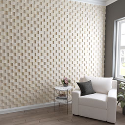 Ekena Millwork - WPW12X12RSMEPI - TideCraft Raised Wood Mosaic Wall Tile, 11 7/8"W x 11 7/8"H x 1/2"P, Pine