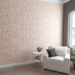 Ekena Millwork - WPW12X12ETMEPI - TideCraft Etched Wood Mosaic Wall Tile, 11 7/8"W x 11 7/8"H x 3/8"P, Pine
