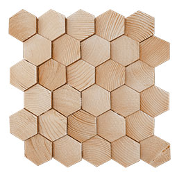 Ekena Millwork - WPW12X12HCMEPI - TideCraft Small Honeycomb Wood Mosaic Wall Tile, 11 7/8"W x 11 7/8"H x 1/2"P, Pine