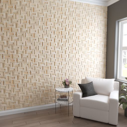 Ekena Millwork - WPW12X12BRMEPI - TideCraft Brooks Wood Mosaic Wall Tile, 11 7/8"W x 11 7/8"H x 1/2"P, Pine