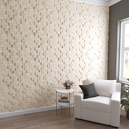 Ekena Millwork - WPW24X12TEMEPI - TideCraft Terra Wood Mosaic Wall Tile, 23 3/4"W x 11 7/8"H x 1/2"P, Pine