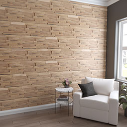 Ekena Millwork - WPW24X12DSMEOA - TideCraft Dry Stack Wood Mosaic Wall Tile, 23 3/4"W x 11 7/8"H x 3/4"P, Oak