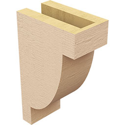 Ekena Millwork - CORUR035X06X10ALPRCPR - Timberthane Faux Wood Corbel, Alpine Style, 3 1/2"W x 6"D x 10"H, Primed Tan