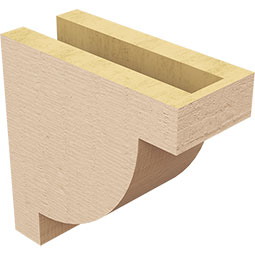 Ekena Millwork - CORUR035X08X08ALPRCPR - Timberthane Faux Wood Corbel, Alpine Style, 3 1/2"W x 8"D x 8"H, Primed Tan
