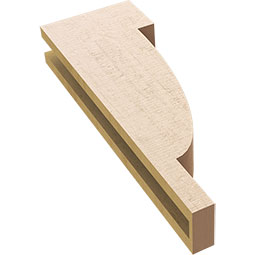 Ekena Millwork - CORUR035X08X24ALPRCPR - Timberthane Faux Wood Corbel, Alpine Style, 3 1/2"W x 8"D x 24"H, Primed Tan