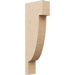 Ekena Millwork - CORUR035X08X24ALPRCPR - Timberthane Faux Wood Corbel, Alpine Style, 3 1/2"W x 8"D x 24"H, Primed Tan