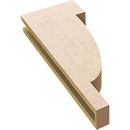 Ekena Millwork - CORUR035X10X26ALPRCPR - Timberthane Faux Wood Corbel, Alpine Style, 3 1/2"W x 10"D x 26"H, Primed Tan