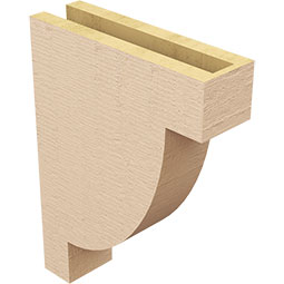Ekena Millwork - CORUR035X12X16ALPRCPR - Timberthane Faux Wood Corbel, Alpine Style, 3 1/2"W x 12"D x 16"H, Primed Tan