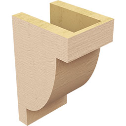 Ekena Millwork - CORUR055X06X10ALPRCPR - Timberthane Faux Wood Corbel, Alpine Style, 5 1/2"W x 6"D x 10"H, Primed Tan