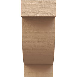 Ekena Millwork - CORUR055X08X12ALPRCPR - Timberthane Faux Wood Corbel, Alpine Style, 5 1/2"W x 8"D x 12"H, Primed Tan