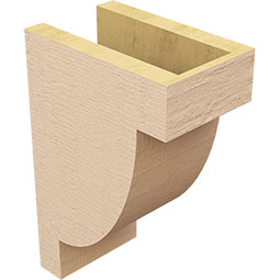 Ekena Millwork - CORUR055X08X12ALPRCPR - Timberthane Faux Wood Corbel, Alpine Style, 5 1/2"W x 8"D x 12"H, Primed Tan