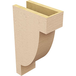Ekena Millwork - CORUR055X10X18ALPRCPR - Timberthane Faux Wood Corbel, Alpine Style, 5 1/2"W x 10"D x 18"H, Primed Tan