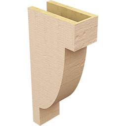Ekena Millwork - CORUR055X10X22ALPRCPR - Timberthane Faux Wood Corbel, Alpine Style, 5 1/2"W x 10"D x 22"H, Primed Tan