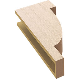 Ekena Millwork - CORUR055X10X22ALPRCPR - Timberthane Faux Wood Corbel, Alpine Style, 5 1/2"W x 10"D x 22"H, Primed Tan