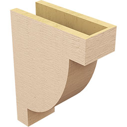 Ekena Millwork - CORUR055X12X16ALPRCPR - Timberthane Faux Wood Corbel, Alpine Style, 5 1/2"W x 12"D x 16"H, Primed Tan
