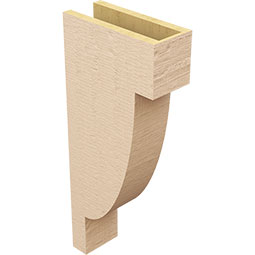 Ekena Millwork - CORUR055X12X28ALPRCPR - Timberthane Faux Wood Corbel, Alpine Style, 5 1/2"W x 12"D x 28"H, Primed Tan