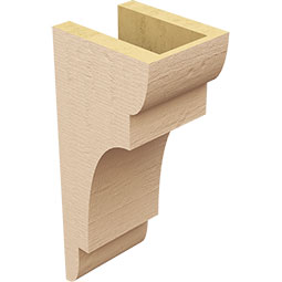 Ekena Millwork - CORUR055X06X14NEBRCPR - Timberthane Faux Wood Corbel, New Brighton Style, 5 1/2"W x 6"D x 14"H, Primed Tan