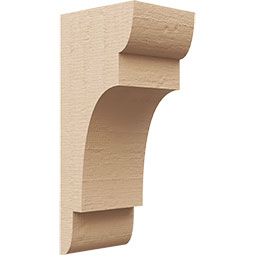 Ekena Millwork - CORUR055X06X14NEBRCPR - Timberthane Faux Wood Corbel, New Brighton Style, 5 1/2"W x 6"D x 14"H, Primed Tan