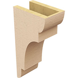 Ekena Millwork - CORUR055X08X16NEBRCPR - Timberthane Faux Wood Corbel, New Brighton Style, 5 1/2"W x 8"D x 16"H, Primed Tan