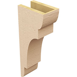 Ekena Millwork - CORUR055X08X20NEBRCPR - Timberthane Faux Wood Corbel, New Brighton Style, 5 1/2"W x 8"D x 20"H, Primed Tan