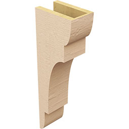 Ekena Millwork - CORUR055X08X24NEBRCPR - Timberthane Faux Wood Corbel, New Brighton Style, 5 1/2"W x 8"D x 24"H, Primed Tan