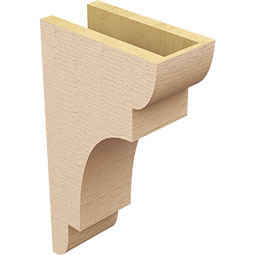 Ekena Millwork - CORUR055X10X18NEBRCPR - Timberthane Faux Wood Corbel, New Brighton Style, 5 1/2"W x 10"D x 18"H, Primed Tan