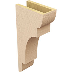 Ekena Millwork - CORUR055X10X22NEBRCPR - Timberthane Faux Wood Corbel, New Brighton Style, 5 1/2"W x 10"D x 22"H, Primed Tan
