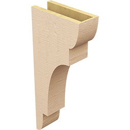 Ekena Millwork - CORUR055X12X28NEBRCPR - Timberthane Faux Wood Corbel, New Brighton Style, 5 1/2"W x 12"D x 28"H, Primed Tan