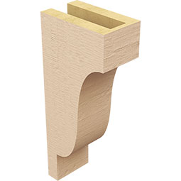 Ekena Millwork - CORUR035X06X14NEWRCPR - Timberthane Faux Wood Corbel, Newport Style, 3 1/2"W x 6"D x 14"H, Primed Tan