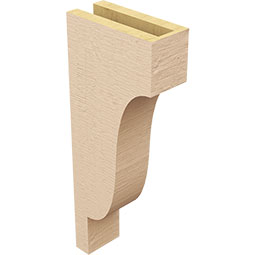 Ekena Millwork - CORUR035X08X20NEWRCPR - Timberthane Faux Wood Corbel, Newport Style, 3 1/2"W x 8"D x 20"H, Primed Tan