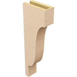 Ekena Millwork - CORUR035X08X24NEWRCPR - Timberthane Faux Wood Corbel, Newport Style, 3 1/2"W x 8"D x 24"H, Primed Tan