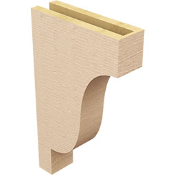 Ekena Millwork - CORUR035X12X20NEWRCPR - Timberthane Faux Wood Corbel, Newport Style, 3 1/2"W x 12"D x 20"H, Primed Tan