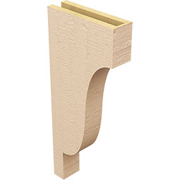 Ekena Millwork - CORUR035X12X28NEWRCPR - Timberthane Faux Wood Corbel, Newport Style, 3 1/2"W x 12"D x 28"H, Primed Tan