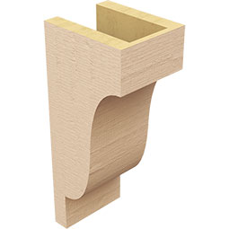 Ekena Millwork - CORUR055X06X14NEWRCPR - Timberthane Faux Wood Corbel, Newport Style, 5 1/2"W x 6"D x 14"H, Primed Tan